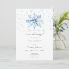 Invitación a Baby Shower con copo de nieve azul