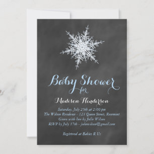 Invitación a Baby Shower con copo de nieve en Chal