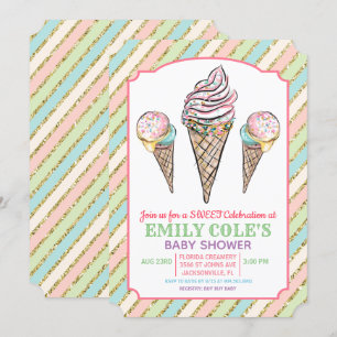 Invitación a Baby Shower con crema de hielo