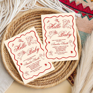 Invitación a baby shower con cupido de doodle neut