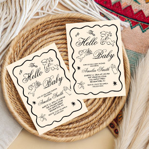 Invitación a baby shower con cupido de taza de gar