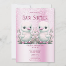 Invitación a Baby Shower con dos patas rosadas