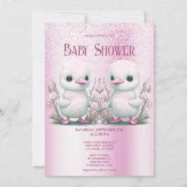 Invitación a Baby Shower con dos patas rosadas