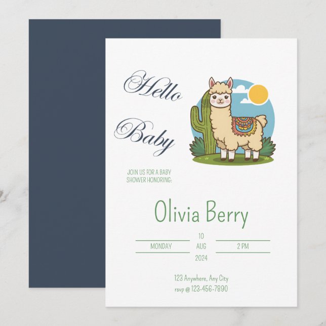 Invitación a Baby Shower con el tema de la Fiesta  (Anverso / Reverso)