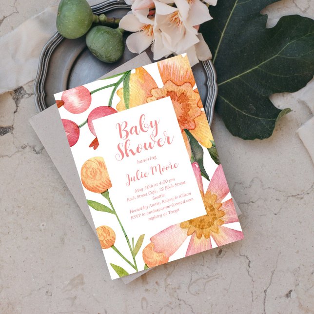 Invitación a Baby Shower con energía de flor (Subido por el creador)