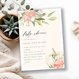 Invitación a Baby Shower con Floral Rubor de calab
