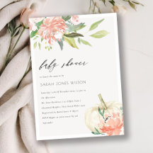Invitación a Baby Shower con Floral Rubor de calab