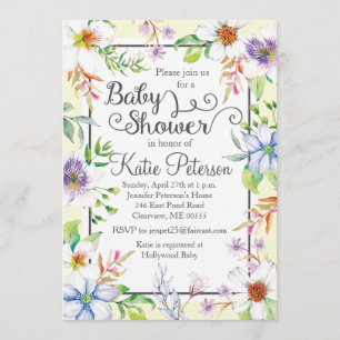 Invitación a Baby Shower con flores