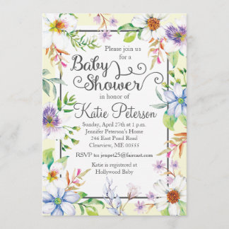 Invitación a Baby Shower con flores