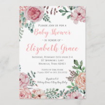 Invitación a Baby Shower con flores