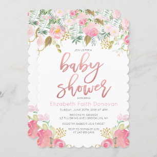 Invitación a Baby Shower con flores