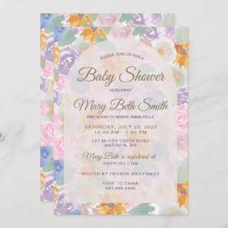 Invitación a Baby Shower con flores