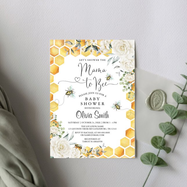 Invitación a Baby Shower con flores blancas para m (Subido por el creador)