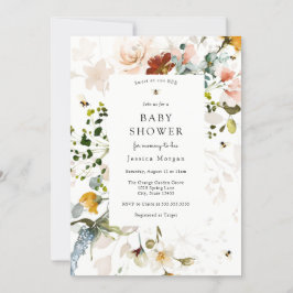 Invitación a Baby Shower con flores de abeja y vin