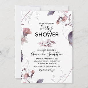 Invitación a Baby Shower con Flores de Acuarela Mo