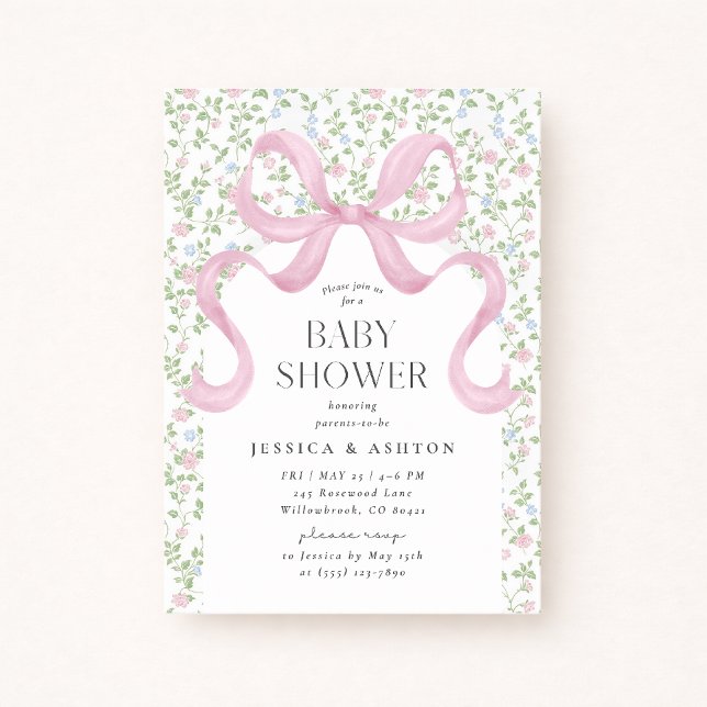 Invitación a Baby Shower con flores de algodón de  (Subido por el creador)
