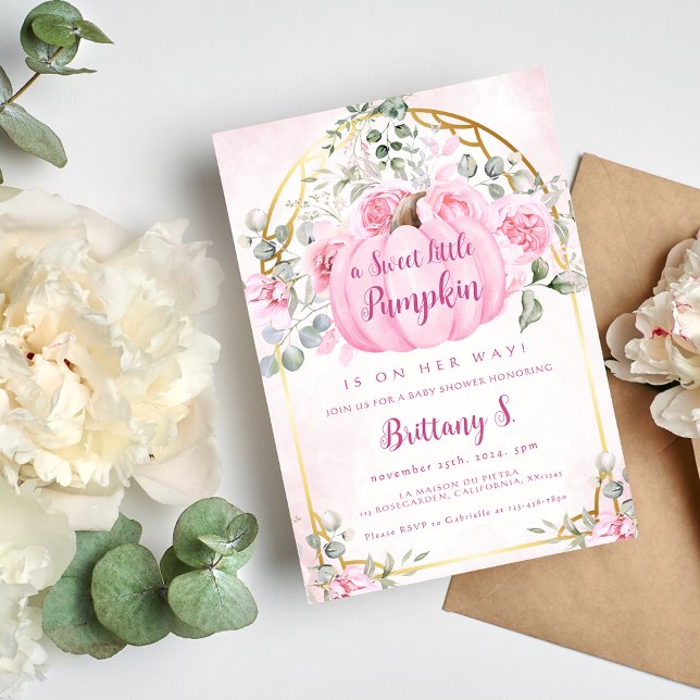 Invitación a Baby Shower con flores de calabaza ro (Subido por el creador)