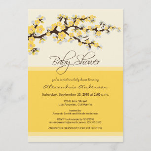 Invitación a Baby Shower con flores de cerezo (ama