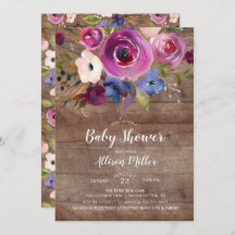 Invitación a Baby Shower con flores de ciruela de 