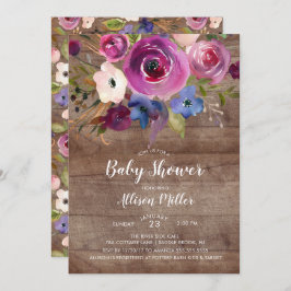 Invitación a Baby Shower con flores de ciruela de 