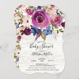 Invitación a Baby Shower con flores de ciruela de