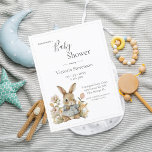 Invitación a Baby Shower con flores de conejo cone<br><div class="desc">Cuidada acuarela mano conejo de conejo bebé dibujado a mano en un pequeño abrigo rodeado de flores blandas, invitación a la ducha de bebé postal barata. Los tonos suaves y sobrios dan un toque de alegría a la ducha de bebé de temática dulce. Una invitación tan dulce y simple para...</div>