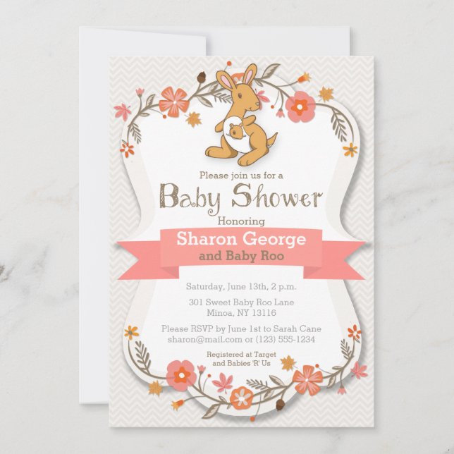 Invitación a Baby Shower con flores de dulce cangu (Anverso)