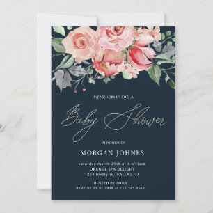Invitación a Baby Shower con flores de la flor de 