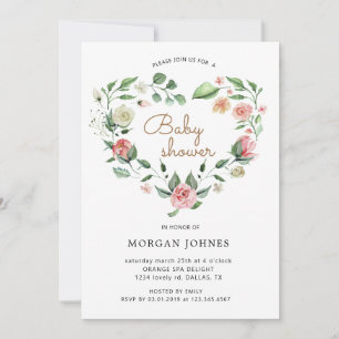 Invitación a Baby Shower con flores de la flor de 