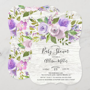 Invitación a Baby Shower con flores de Lavanda de
