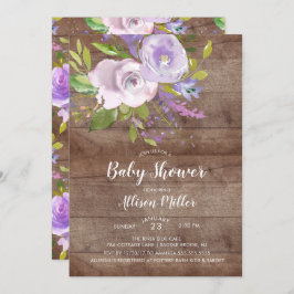 Invitación a Baby Shower con flores de lavanda rús