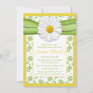 Invitación a Baby Shower con flores de margarita v