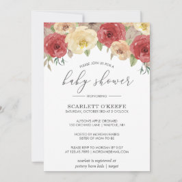 Invitación a Baby Shower con flores de otoño