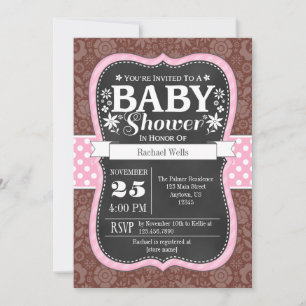 Invitación a Baby Shower con flores de pizarra de 