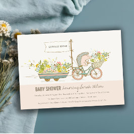Invitación a Baby Shower con flores de seda local
