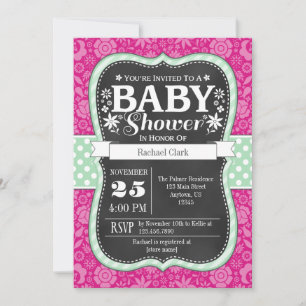 Invitación a Baby Shower con flores de tablero de 