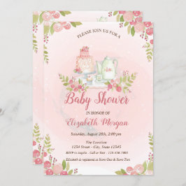 Invitación a Baby Shower con flores de Teapot