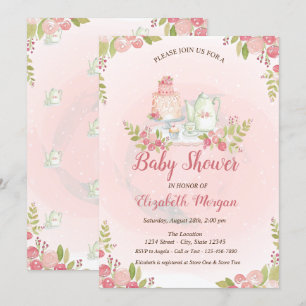 Invitación a Baby Shower con flores de Teapot