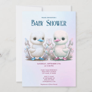 Invitación a Baby Shower con flores de Twin Ducks