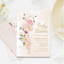 Invitación a Baby Shower con flores de verano para