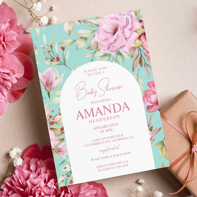 Invitación a Baby Shower con flores en Country Gar (Subido por el creador)
