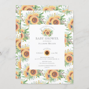 Invitación a Baby Shower con flores en el jardín d