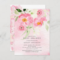 Invitación a Baby Shower con flores en primaverale