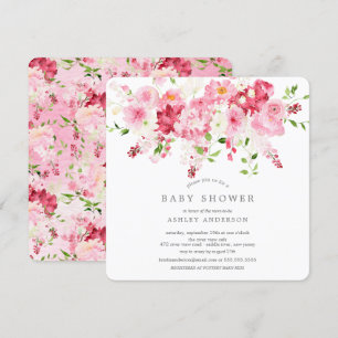 Invitación a Baby Shower con flores en primaverale