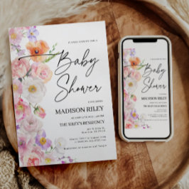 Invitación a Baby Shower con flores | Fiesta de fl