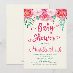 Invitación a Baby Shower con flores, Invitación a