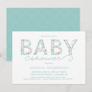 Invitación a Baby Shower con flores - Invitación d