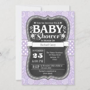 Invitación a Baby Shower con flores Lavender Chalk