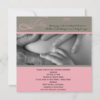 Invitación a Baby Shower con flores modernas de co