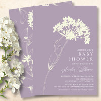 Invitación a Baby Shower con flores modernas de La